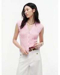 Tommy Hilfiger - Cable Knit Slim Cap Sleeve Cardigan - Lyst