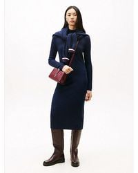 Tommy Hilfiger - Kabelgebreide Midi-Sweaterjurk Met Kasjmier - Lyst
