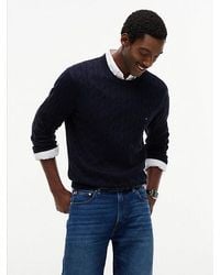 Tommy Hilfiger - Cable Knit Crewneck Sweater Lightweight Pullover - Lyst