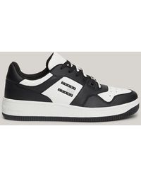 Tommy Hilfiger - Leather Fine Cleat Monochrome Basketball Trainers - Lyst