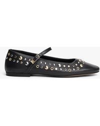 Tommy Hilfiger - Stud Embellished Leather Buckle Ballerinas - Lyst