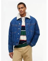 Tommy Hilfiger - Tommy Jeans Teddy Collar Denim Trucker Jacket - Lyst