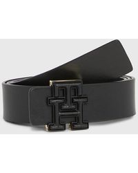 Tommy Hilfiger - Luxe Leather Monogram Buckle Belt - Lyst