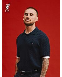 Tommy Hilfiger - Polo-Pullover Mit Zopfmuster Und Kurzen Ärmeln - Lyst