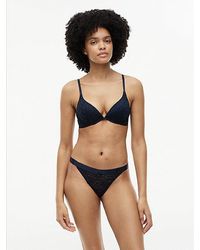 Tommy Hilfiger - Leopard Lace Plunge Push Up Bra - Lyst