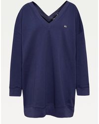 Tommy Hilfiger Curve Gebreide Jurk Met V-hals - Blauw