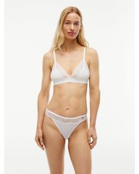 Tommy Hilfiger - Lace Trim Microfibre Thong - Lyst