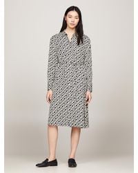 Tommy Hilfiger - Th Monogram Belted Midi Shirt Dress - Lyst