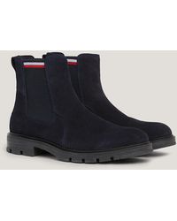 Tommy Hilfiger - Signature Tape Suede Chelsea Ankle Boots - Lyst
