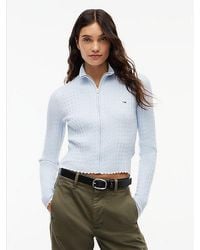 Tommy Hilfiger - Tommy Jeans Micro Cable Knit Slim Zip Thru Jumper - Lyst