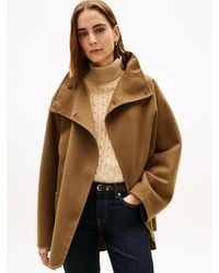 Tommy Hilfiger - Wool Blend Funnel Neck Oversized Coat - Lyst