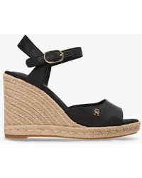 Tommy Hilfiger - Satin Th Monogram Wedge Espadrilles - Lyst