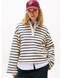 Tommy Hilfiger - Gold-tone Button Relaxed Rugby Sweatshirt - Lyst