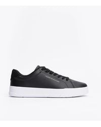 Tommy Hilfiger - Logo Leather Court Trainers - Lyst