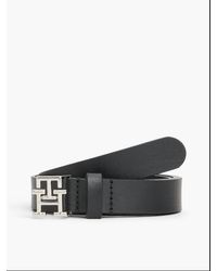 Tommy Hilfiger - Th Emblem Plaque Leather Belt - Lyst