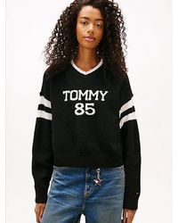 Tommy Hilfiger - Jersey Amplio Con Cuello De Pico Y Logo - Lyst