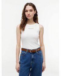 Tommy Hilfiger - Logo Ribbed Slim Tank Top - Lyst