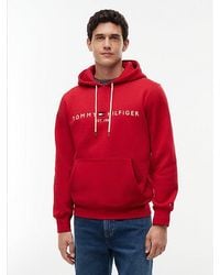 Tommy Hilfiger - Logo Embroidery Fleece Drawstring Hoody - Lyst