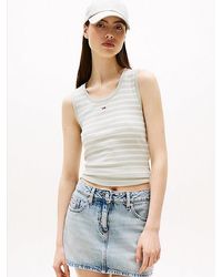 Tommy Hilfiger - Geribde Slim Fit Tanktop Met Geborduurde Vlag - Lyst