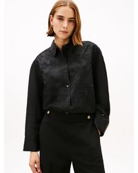 Tommy Hilfiger - Floral Embroidery Oversized Fit Shirt With Linen - Lyst