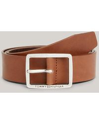 Tommy Hilfiger - Logo Square Buckle Leather Belt - Lyst