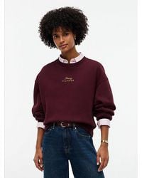 Tommy Hilfiger - Logo Embroidery Relaxed Fleece Jumper - Lyst