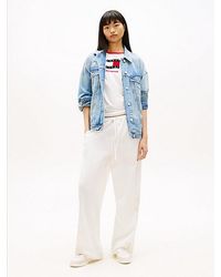 Tommy Hilfiger - Broderie Anglaise Drawstring Trousers With Linen - Lyst