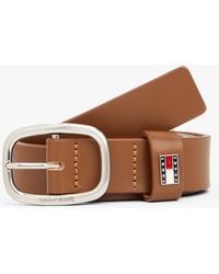 Tommy Hilfiger - Ceinture En Cuir À Boucle Ovale À Logo - Lyst