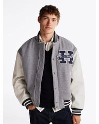 Tommy Hilfiger - Colour-blocked Leather Sleeve Varsity Jacket - Lyst