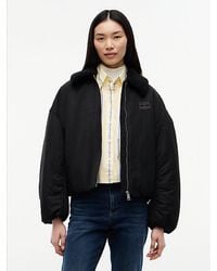 Tommy Hilfiger - Faux Fur Collar Oversized Bomber Jacket - Lyst