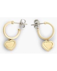Tommy Hilfiger - Plated Heart Charm Hoop Earrings - Lyst