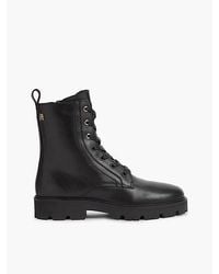 Tommy Hilfiger - Th Monogram Leather Lace Up Boots - Lyst