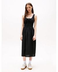 Tommy Hilfiger - Vestido Midi En Popelín De Corte Slim - Lyst