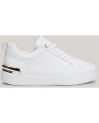 Tommy Hilfiger - Th Monogram Leather Court Trainers - Lyst