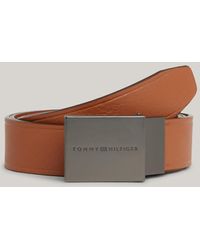 Tommy Hilfiger - Square Plaque Buckle Leather Belt - Lyst