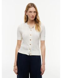 Tommy Hilfiger - Pointelle-Tone Button Short Sleeve Cardigan - Lyst