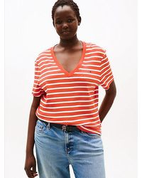 Tommy Hilfiger - Curve Slim Fit T-Shirt Met V-Hals - Lyst