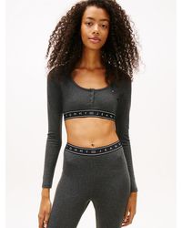 Tommy Hilfiger - Long Sleeve Slim Crop Top - Lyst
