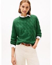 Tommy Hilfiger - Relaxed Fit Kabelgebreide Trui Van Zachte Wol - Lyst