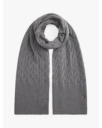 Tommy Hilfiger - Hilfiger Flag Kabelgebreide Wolmix Sjaal - Lyst