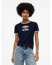 Tommy Hilfiger - Flock Varsity Logo Slim Ringer T-Shirt - Lyst