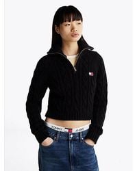 Tommy Hilfiger - Kabelgebreide Trui Met Wol - Lyst