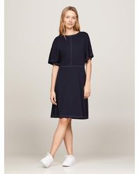Tommy Hilfiger - Global Stripe Topstitch Fit And Flare Dress - Lyst