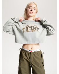 Tommy Hilfiger - Varsity Cropped Logo Sweatshirt - Lyst