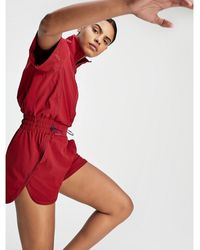 Tommy Hilfiger Bio Cool Korte Playsuit Met Halve Rits - Rood