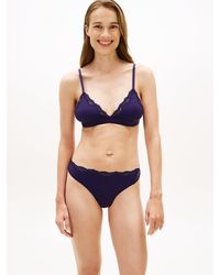 Tommy Hilfiger - Lace Trim Microfibre Triangle Bra - Lyst