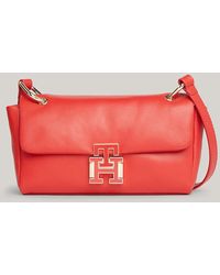 Tommy Hilfiger - Leather Push Lock Flap Crossover Bag - Lyst