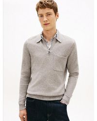 Tommy Hilfiger - Pure Lambswool Zip Placket Polo Jumper - Lyst