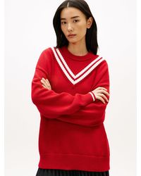 Tommy Hilfiger - Double Layered Crew Neck Relaxed Cricket Jumper - Lyst