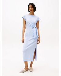 Tommy Hilfiger - Vestido Midi Con Corte Slim Y Cuello Barco - Lyst